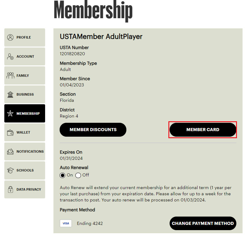 Membership Card USTA Online Help Center