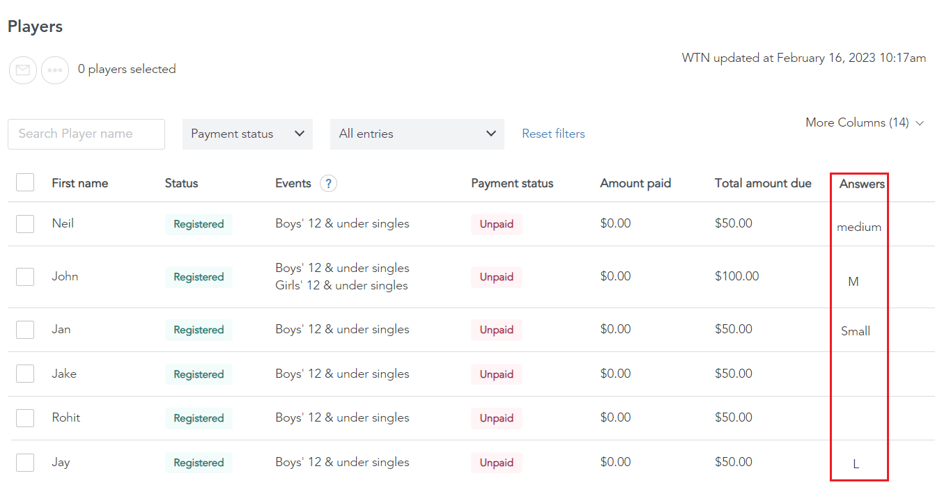 Tournament Settings – USTA Online Help Center