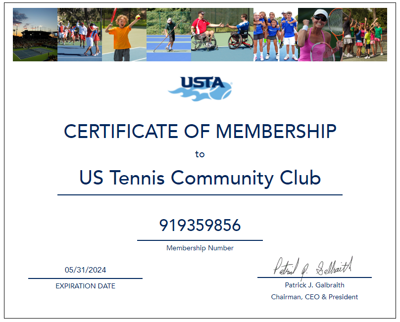 How to View Your Organization's Membership Certificate USTA Online