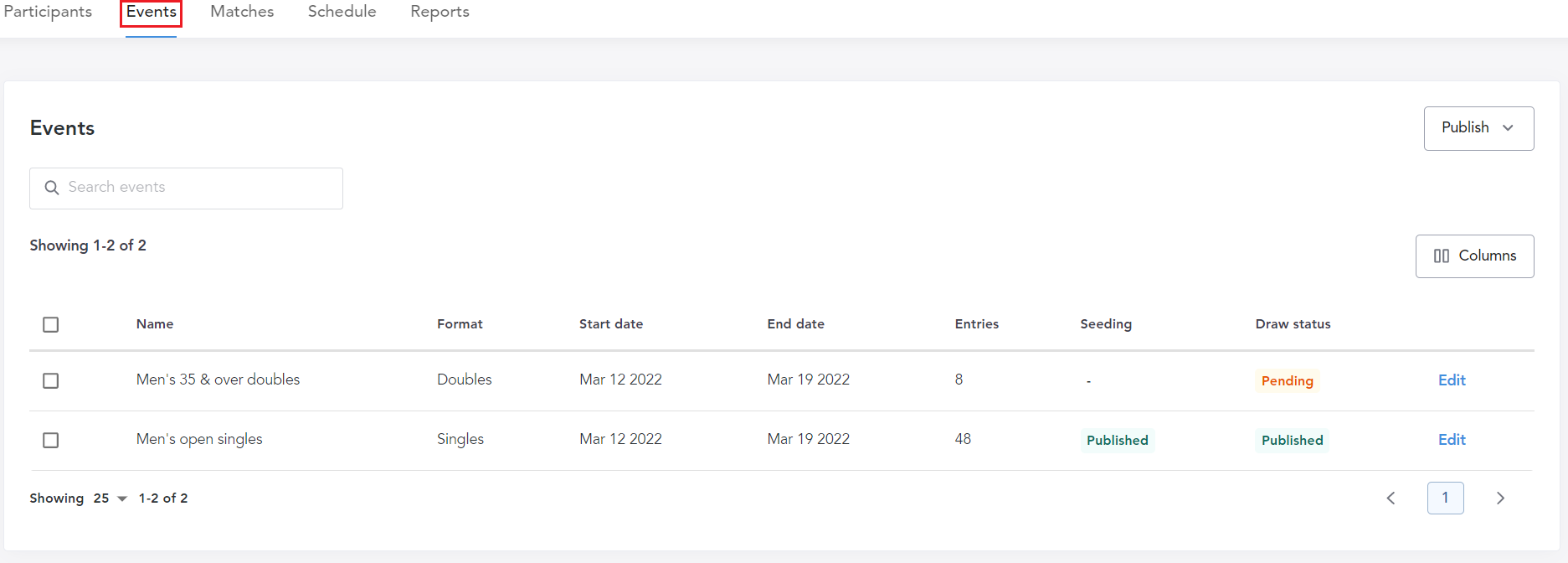 Split Draws USTA Online Help Center